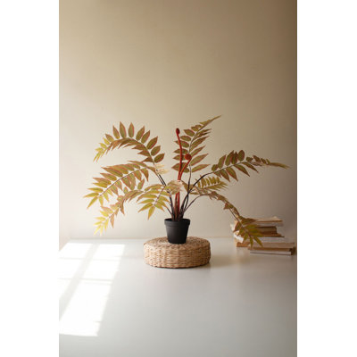  Artificial Yellow Fern in Black Pot 26" H Faux Plant
