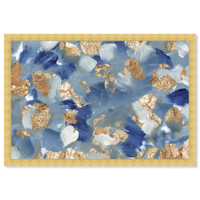 Blue And Gold Abstract Paint Brush by Oliver Gal - Print