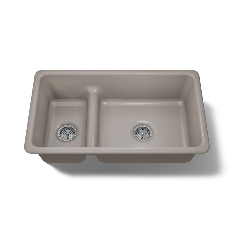 Fer / tonalité Smart Divide 33 po Évier de cuisine à double cuve sur comptoir / encastrable