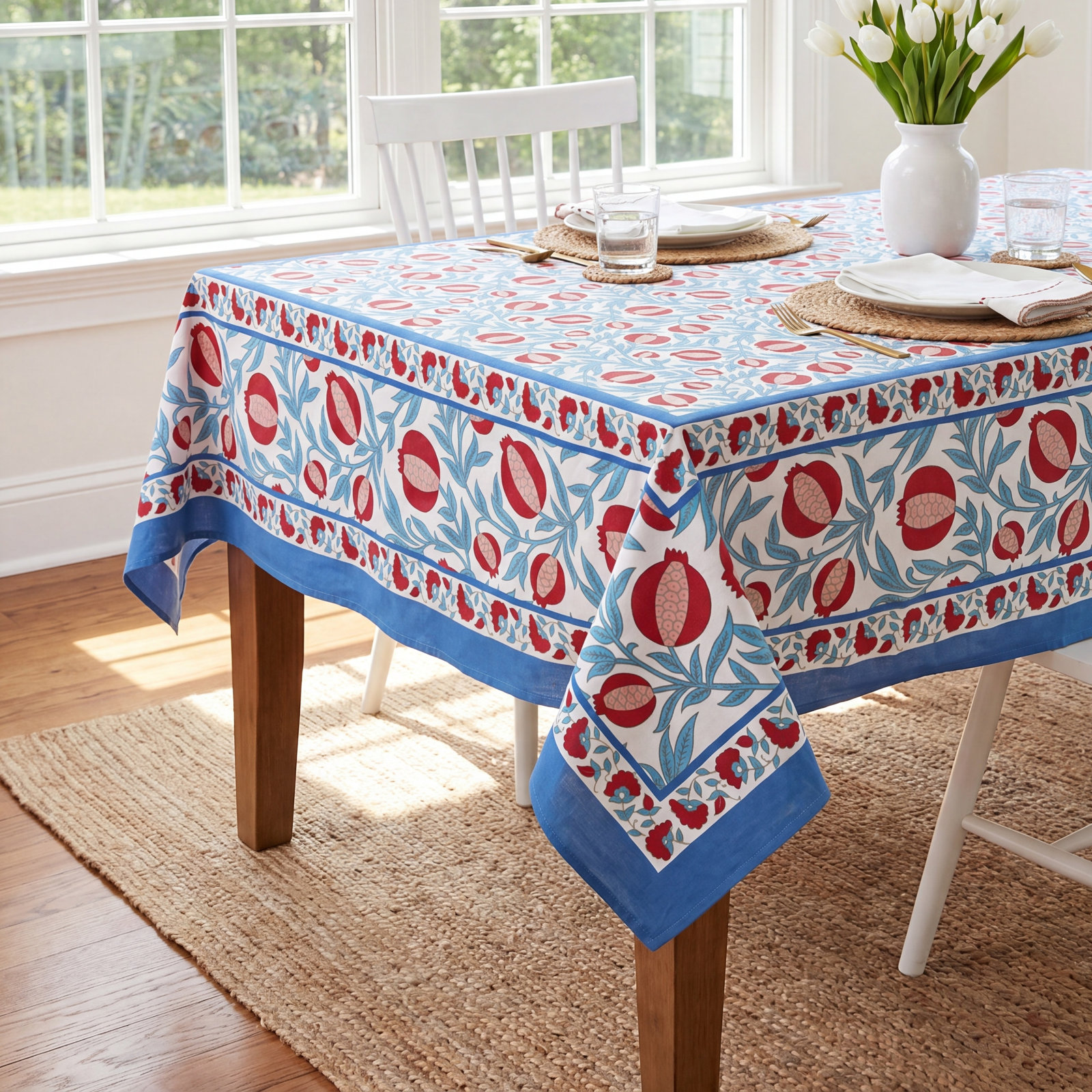 Williston Floral Rosh Hashanah Tablecloth, 128" x 71"