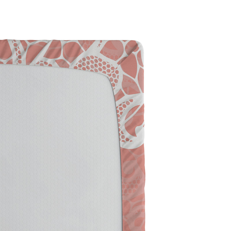Drap-housse orange Ambesonne, Drap-housse très grand californien, Blanc / oriental corail