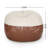 Maxi 5 Foot Two Color Fabric And Faux Leather Rounded Bean Bag, Beige And Coffee Brown-1652426355
