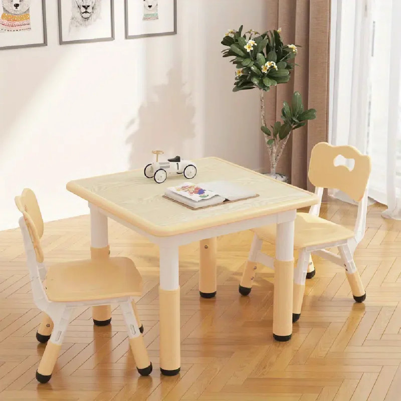 Ensemble de table et 2 chaises - hauteur réglable, bureau graffiti effaçable pour une utilisation multi-activités, comprend 1 table et 4 chaises, et un matériau en PP, facile à assembler