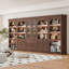 Armoire de rangement en bois avec design arqué, vitrine avec éclairage DEL, grande capacité et surface imperméable-121515904