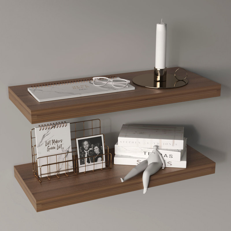 Tablettes flottantes Belville H 1,50 po, 2 tablettes , Bois brun