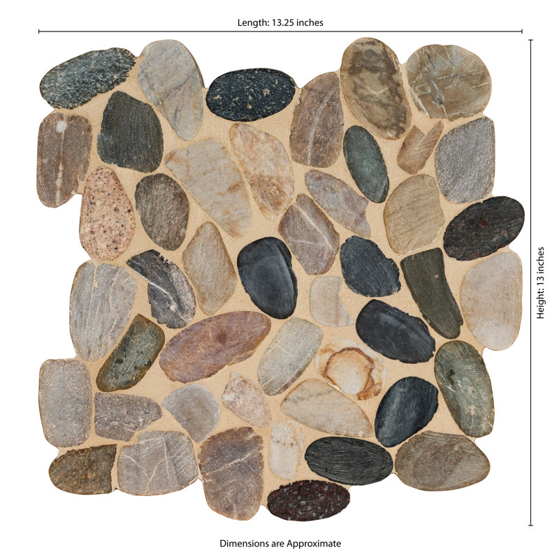 Marvella Pebble 12 in. x 12 in. Natural stone Mosaic Floor and Wall Tile, Rustica