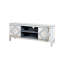 Meuble télé en miroir pour téléviseur de 65 pouces et plus, console avec rangement ouvert et 2 armoires de rangement, portes miroir en forme de diamant pour le salon (l 59 po x H 25,2 po x P 15,7 po)