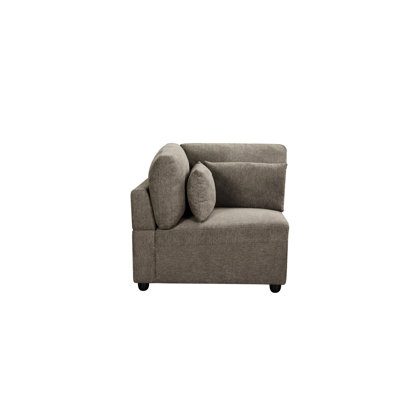 Canapé modulaire en lin brun avec dossier Kd et assise de 19 po de hauteur avec 4 canapés modulaires avec densité de mousse D33