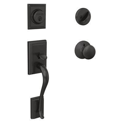Addison Handleset with Single Cylinder Deadbolt and Plymouth Door Knob and Rosette