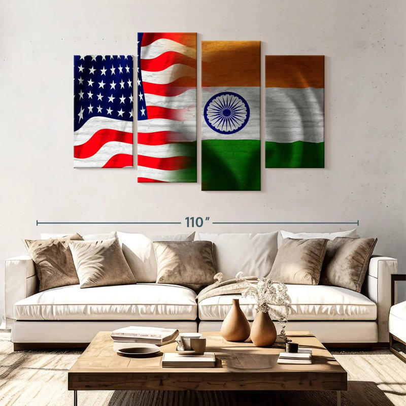 Drapeau de Borges, Inde et États-Unis, H 54 po x l 84 po