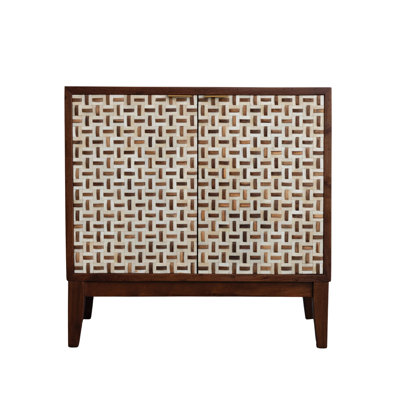 Acacia And Teakwood Cabinet With Bone Inlay