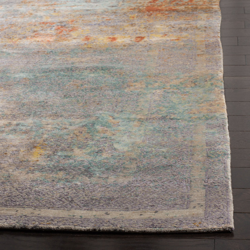 Centennial Blue Hand-Knotted Wool and Silk 6' x 9' Rug