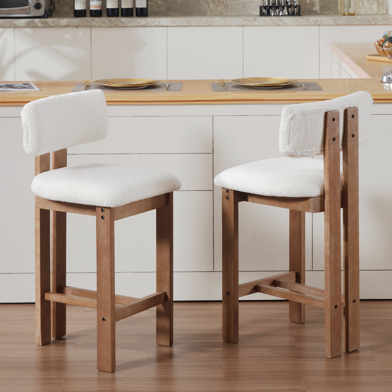 Gracie Oaks Francile Upholstered Counter Stool, Set of Two