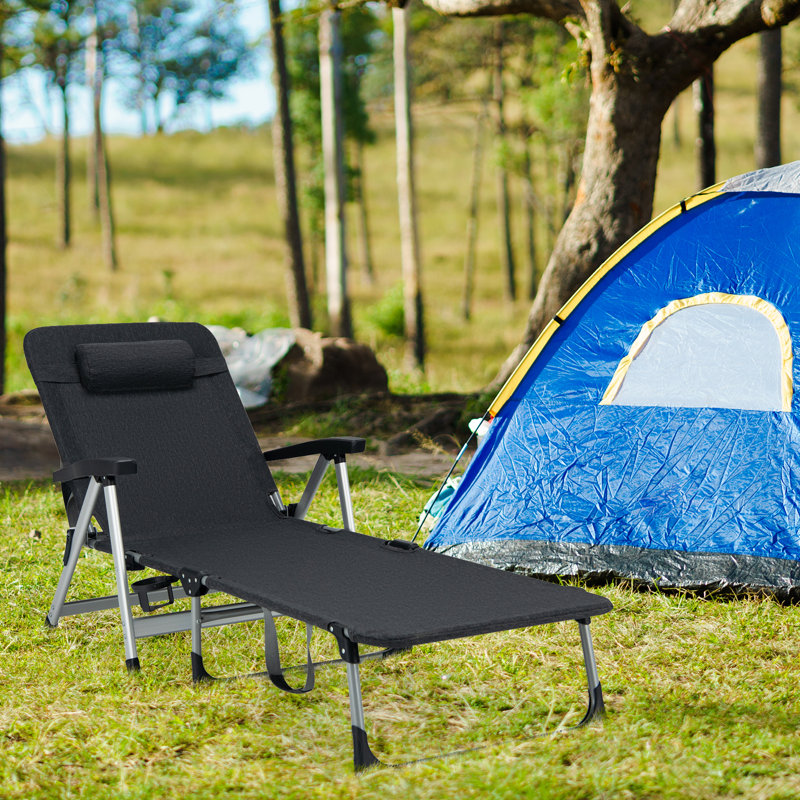 Agnija 190cm Long Reclining Single Sun Lounger, Black