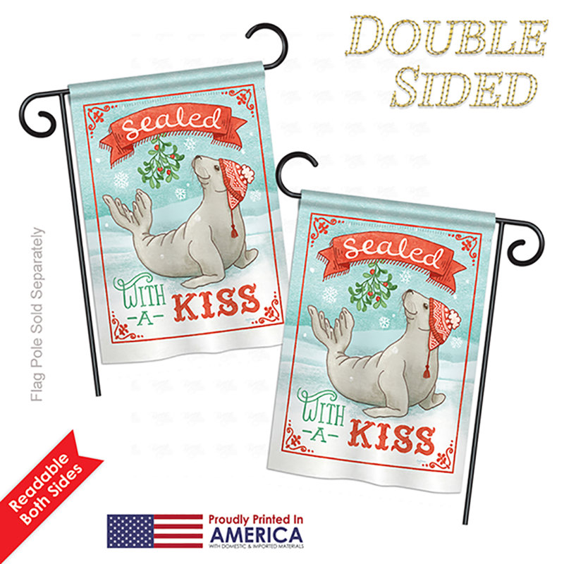 Sealed avec un baiser de 2 côtés 19 po x 13 po drapeau de jardin, Rouge pâle, Polyester