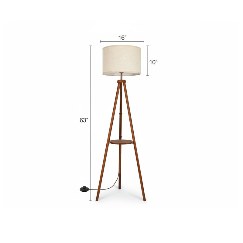 160cm Walnut Tripod Floor Lamp