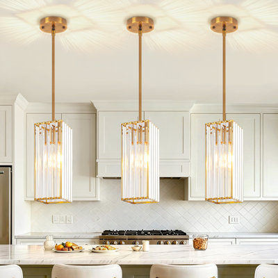 1-Light Modern Crystal Pendant Light, Adjustable Ceiling Hanging Fixture for Kitchen Island Hallway Dining Room