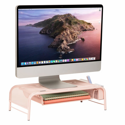 Support d'écran, siège d'appoint ventilé pour ordinateur portable, plateau à papier, rangement, bureau, maille métallique