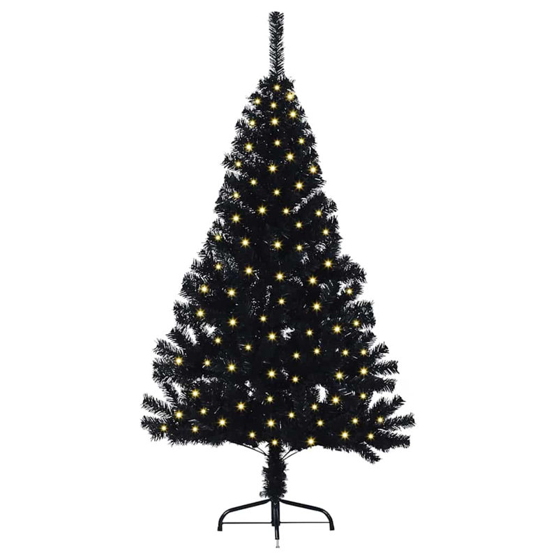  Artificial Pre-lit Christmas Tree PVC, Black, 3.94' H