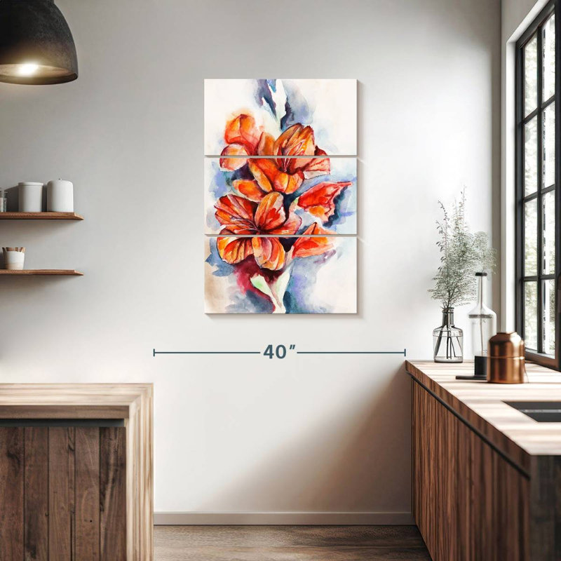 Harnek glaïeul et coquelicot, H 38 po x l 24 po