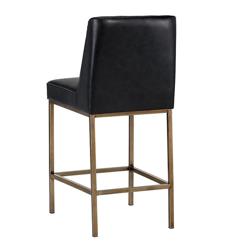 5West Bar & Counter Stool, Black Faux Leather, Counter Stool (26" Seat Height)