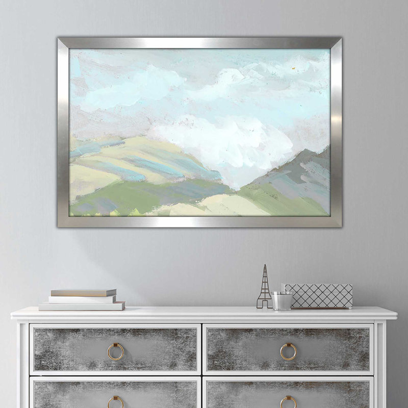 Hill View par Shel - Peinture, Encadrement argenté, H 27,5 po x l 39,5 po x P 0,75 po