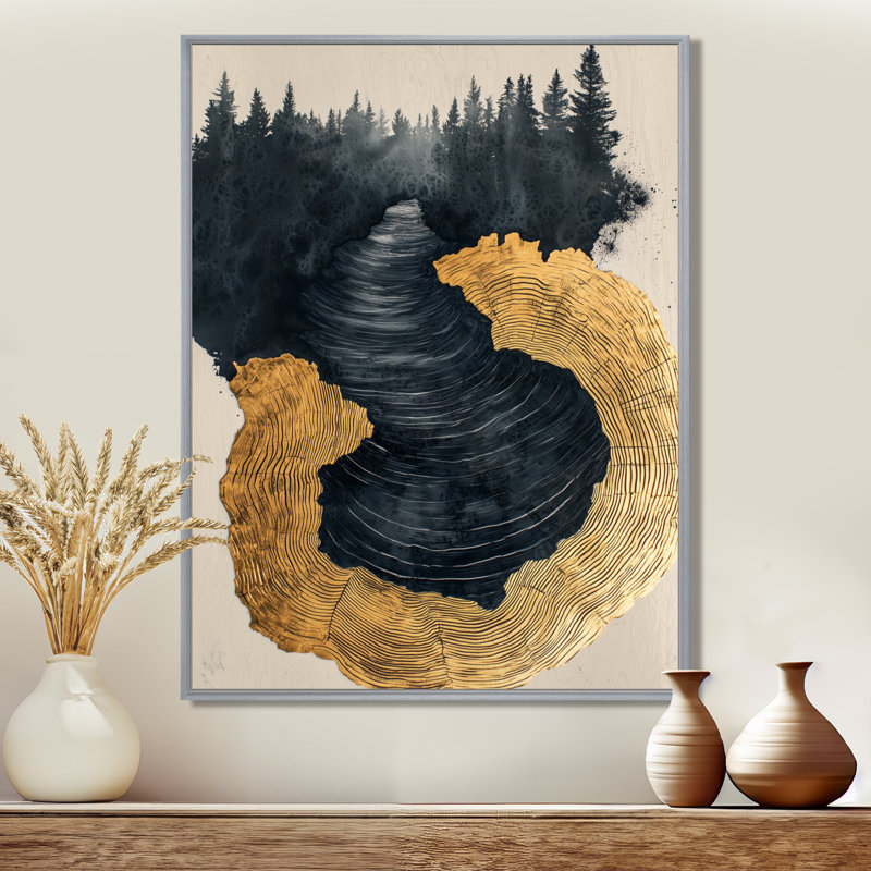 Girvin, forêt sombre, liquide Gem River II - forêt, art mural, H 40 po x l 30 po, Reproduction avec cadre flottant
