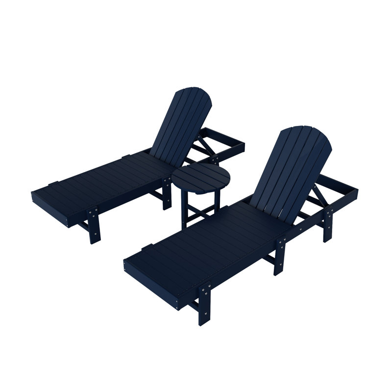 Altura Outdoor Chaise Lounge with Table, Navy Blue