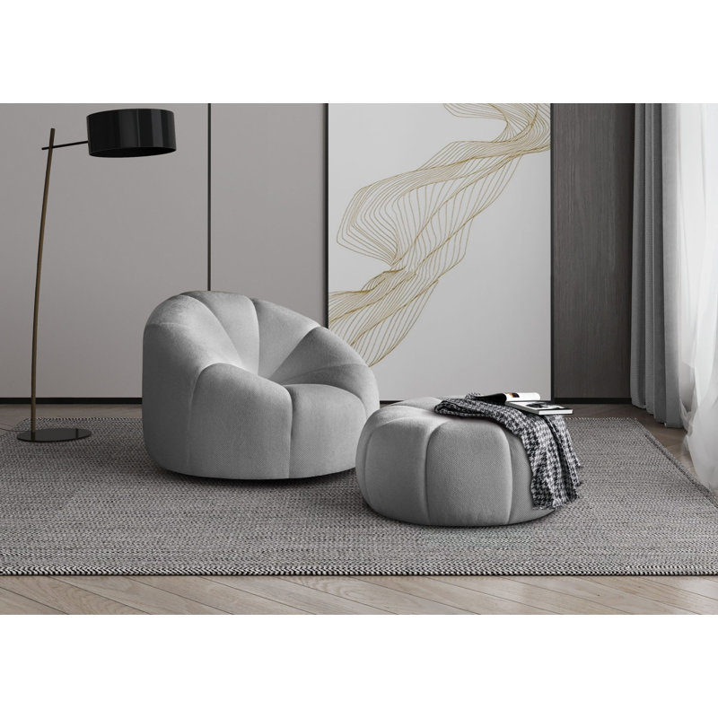 Coumas Upholstered Swivel Accent Chair, Grey Polyester Blend