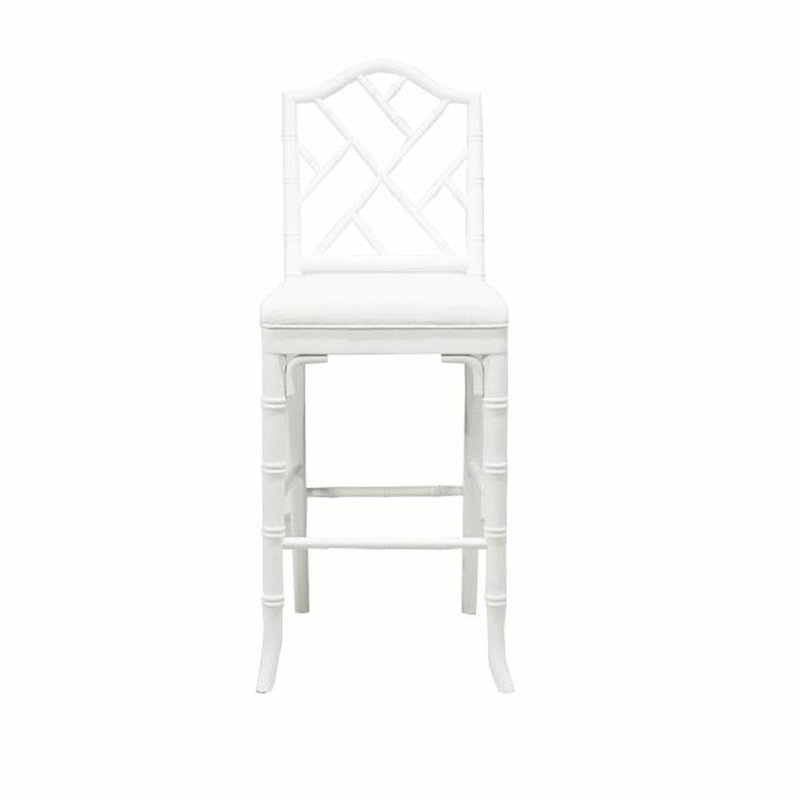 Annette 28'' White Lacquer Bamboo-Inspired Counter Stool