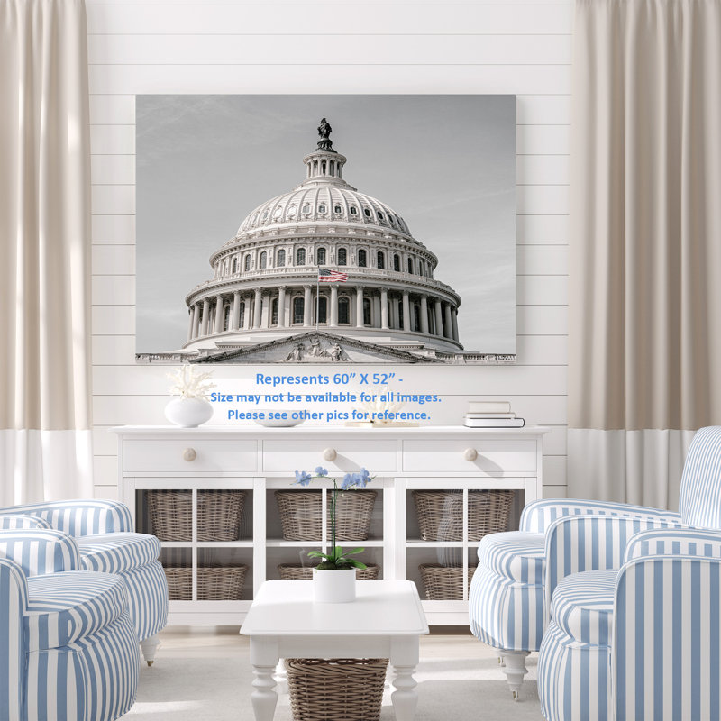 " U.S. Capitol Building, Rear, Dome, Flag ", 26" H x 50" W x 1.5" D