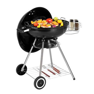 Winado 28'' W Portable Kettle Charcoal Grill with Wheels and Storage Holder