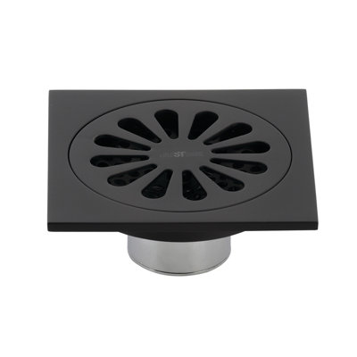 Kingston Brass Watercourse 4-Inch Square Grid Shower Drain with Hair Catcher