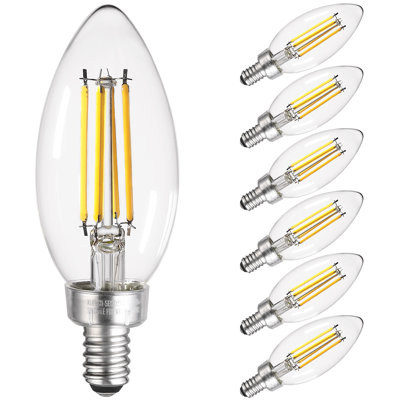 LED Filament Candle Bulbs C11, E12 LED Dimmable Candelabra Bulb, 60W Eqv., 2700K Soft White