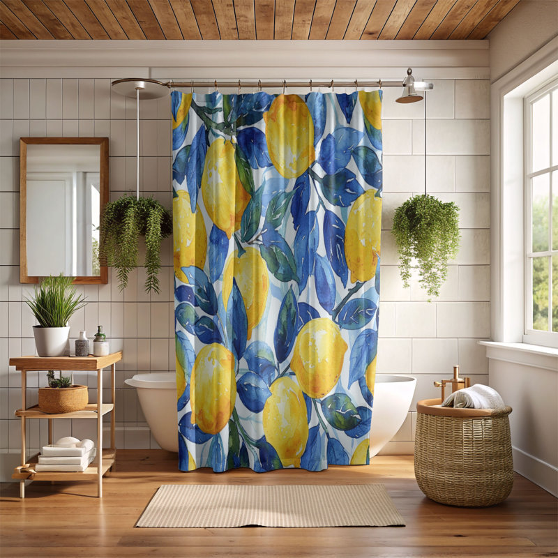 Rideau de douche 1 pièce Citrus Tile Design, H 74 po x l 71 po