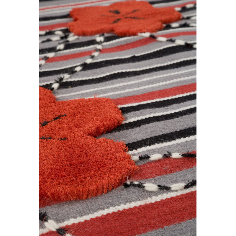 Tapis floral tissé à la main rouge, 8 pi 3 po x 11 pi 6 po