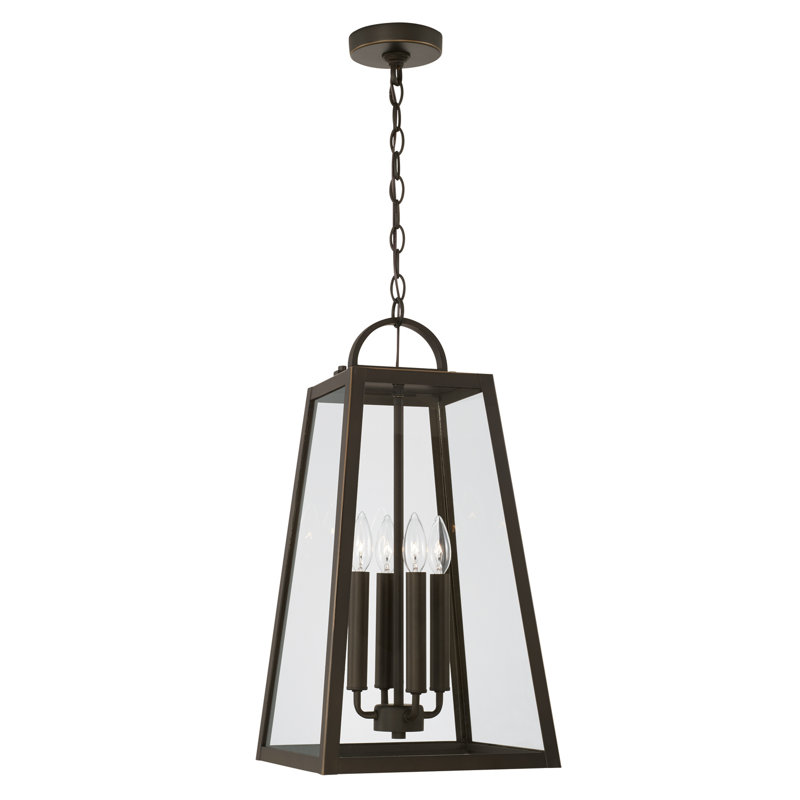 4 - Light Outdoor Hanging Lantern, Oiled Bronze