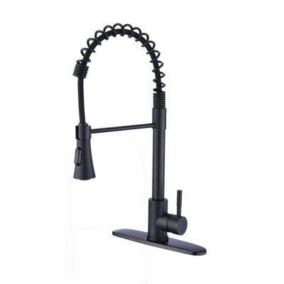 Commercial Kitchen Sink Faucet With Deck Plate Matte Black