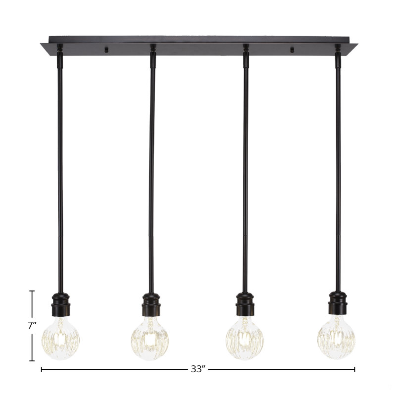 Edge 4 Light Linear Pendalier Shown In Espresso Finish With 4 Watt LED Bulbs