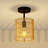 Rattan Semi Flush Mount Ceiling Light