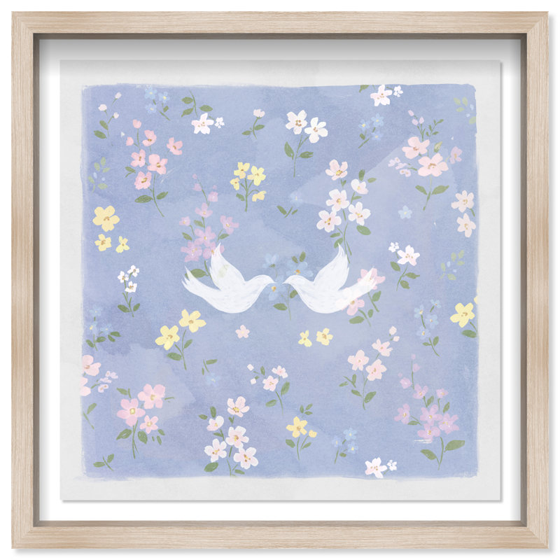 Love Doves Print by Oliver Gal, 13.5"H x 13.5"W, Natural Oak Shadowbox