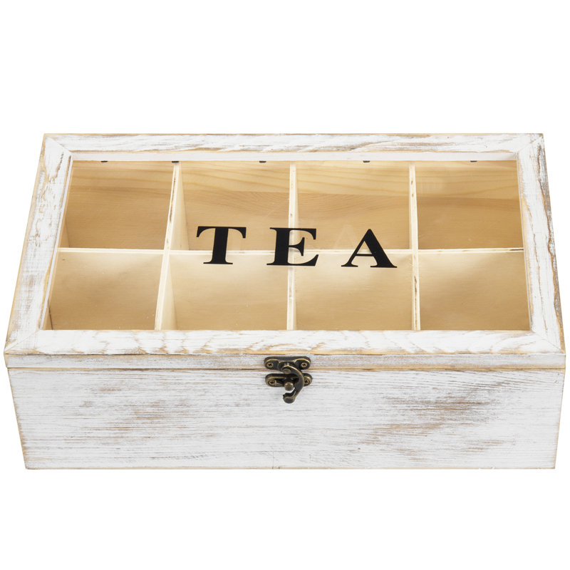 Wood Tea Box, Whitewashed