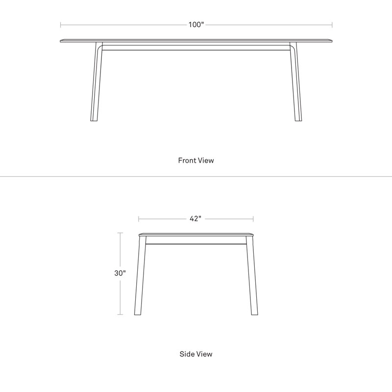 Keeps Solid Wood Dining Table, 42" W x 100" L, Walnut