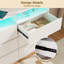 Commode double à 6 tiroirs avec station de charge USB et éclairage DEL - Armoire de rangement moderne en bois avec tablettes ouvertes.-597024932