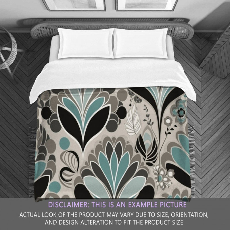 Funky Bedding, Twin Comforter, Silver/Green Floral