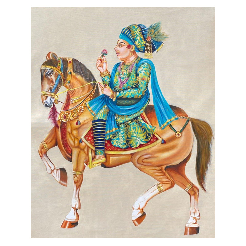 Manki Ghodi avec Swaminarayan Bhagawan | Peinture à l'huile par Asha Gami | Huile sur toile