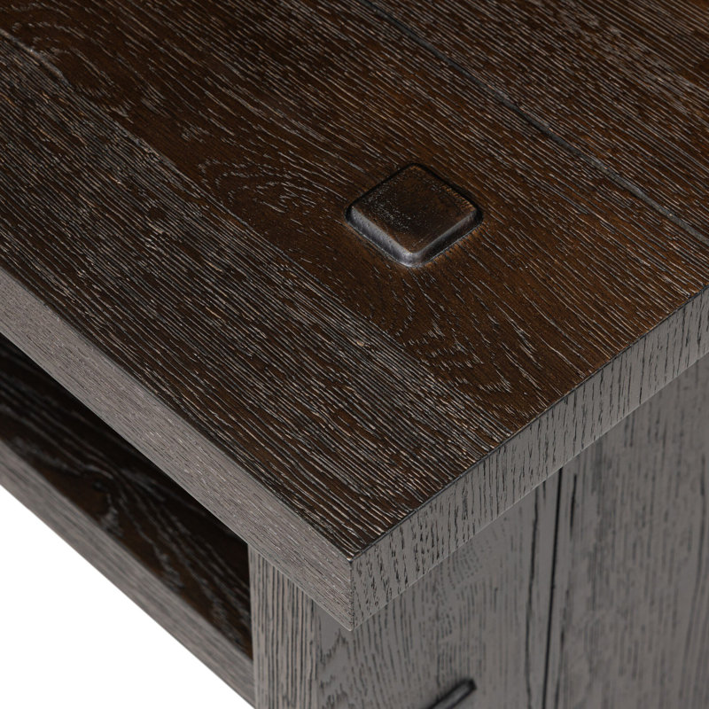 Zeno End Table, Cracked Smoked Black Veneer