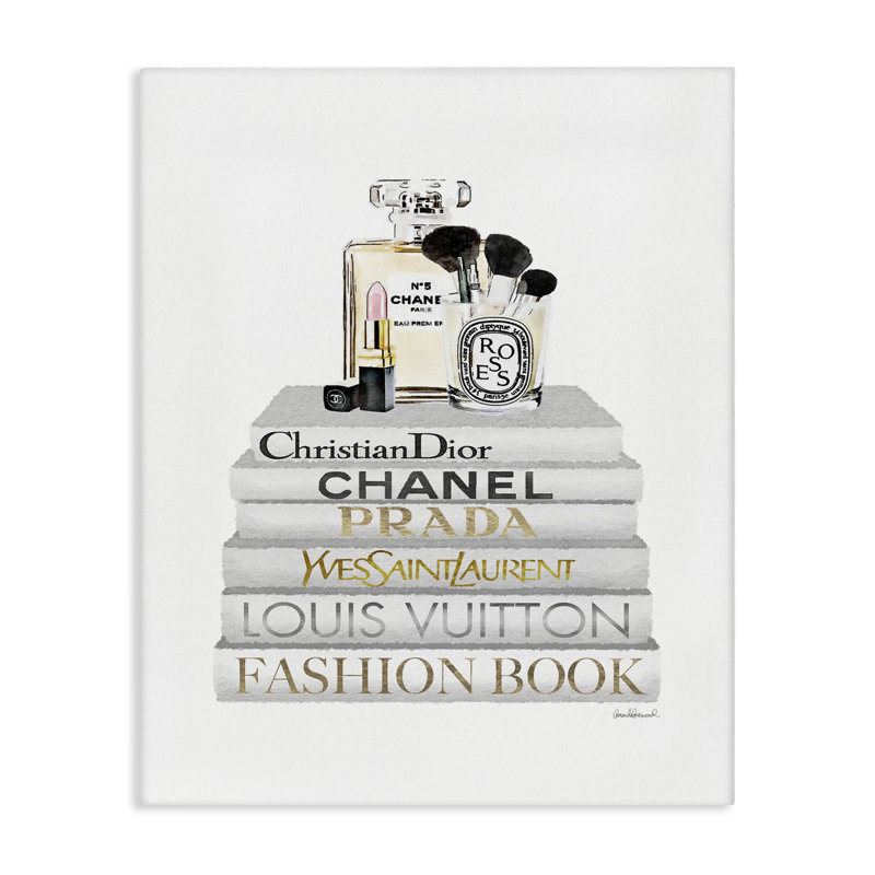 «Fashion Designer Makook Bookstack White Gold», art textuel, H 20 po x l 16 po