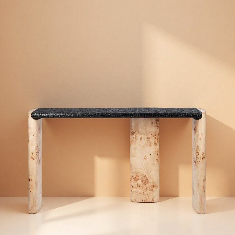 Console en bois massif de style Wabi-Sabi, H 31,5 po x l 55,1 po x P 13,8 po