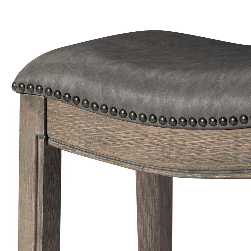 Maven Lane Adrien Backless Saddle Stool with Faux Leather Upholstery, Bar Stool (31" Seat Height)